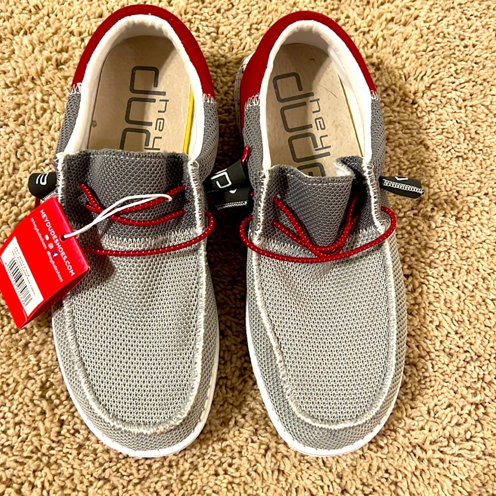 Hey Dude Wally Sox Funk Dark Grey Red. Brand New, never worn.